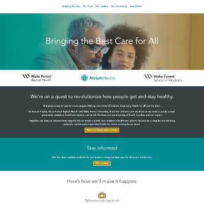 Atrium Health and Wake Forest School of Medicine announcement page